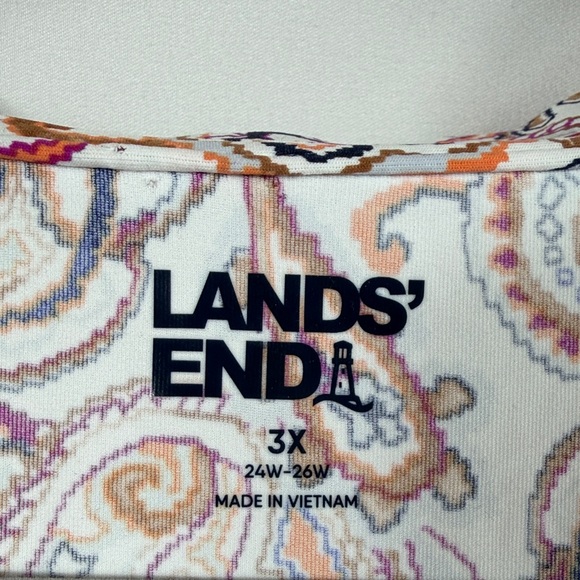 Lands' End women’s 1/4 Zip Pink and Purple Paisley Blouse Size 3X. Has Pockets - Picture 2 of 6